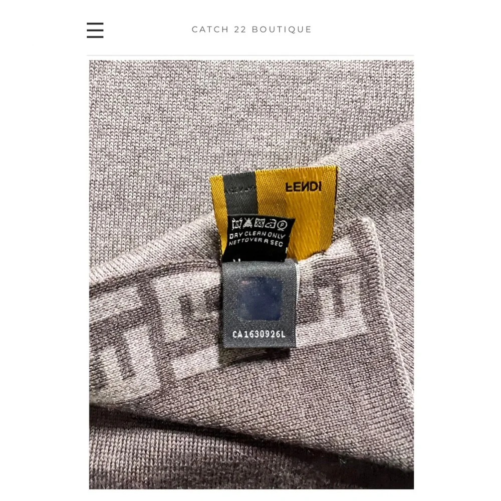 Fendi Zucca Wool Brown Two-Tone Reversible Scarf - Picture 8 of 8